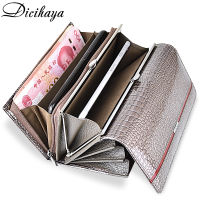 DICIHAYA Brand Genuine Leather Women Wallets Crocodile Print Long Hasp Zipper Wallet Ladies Clutch Bag Purse Female Luxury Purse