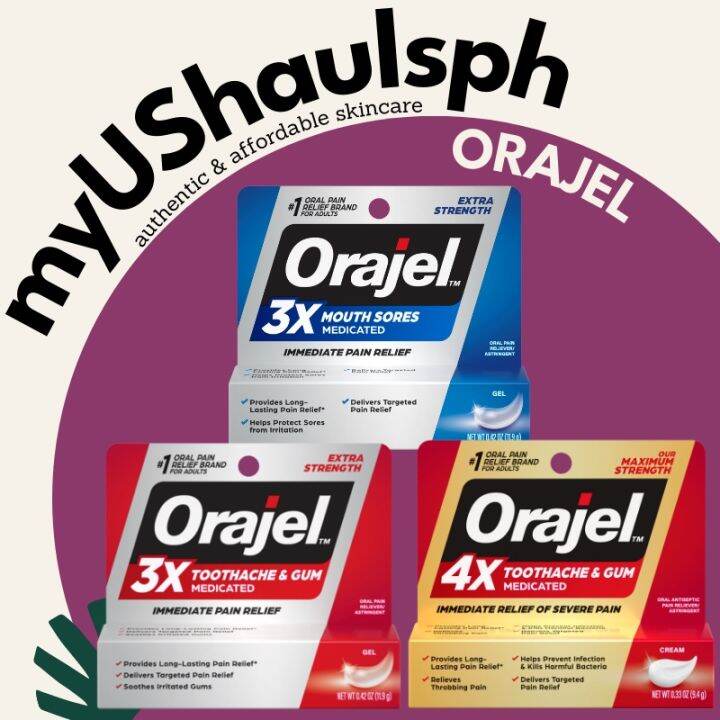 Authentic Orajel 3x Medicated For All Mouth Sores Or Toothache And Gum Lazada Ph 7292