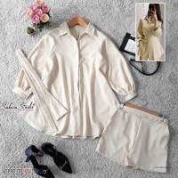 fashion250 เสื้อผ้าแฟชั่น Set 2 ชิ้น สีครีม พร้อมส่ง