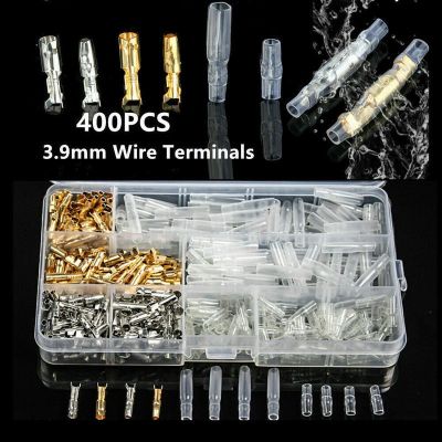 ☈ 400/240/120Pcs 3.9mm/ Car Auto Motorcycle Bullet Terminal Male Female Wire Bullet Crimp Connectors Terminal Insulation Sheath