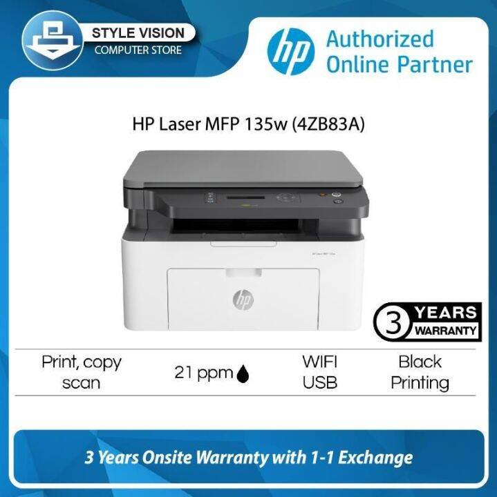 Hp Laser Mfp 135w Printer 4zb83a Lazada