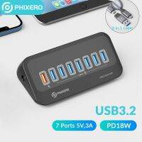 PHIXERO ตัวแยก USB USB ฮับ3.2 10Gbps อะแดปเตอร์ Type C หลายพอร์ต USB ฮับแท่นวางมือถือ3.0สำหรับ Sur แล็ปท็อปแมคบุ๊คฮับ PC