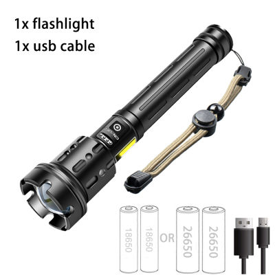 Most Powerful XHP120 LED Flashlight Zoomable USB Rechargeable Torch IPX-6 Waterproof Tactical Flash Light by 2665018650