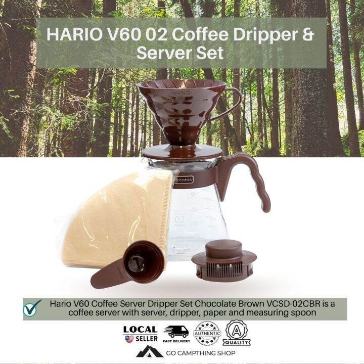 HARIO V60 02 Coffee Dripper & Server Set Chocolate Color Lazada