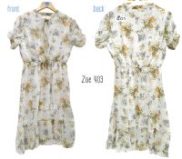 Zoe Clothes     เดรสพร้อมจัดส่ง เนื้อผ้าชีฟอง  คอกลม   พร้อมเชือกสำหรับผูกโบ  แขนสั้น จั๊มปลายแขน     ZOE 403 มีซับใน