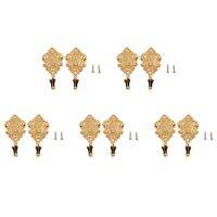 Rose Pattern Vintage Alloy Drapery Curtain Holdbacks Tieback Hooks 10Pcs (Gold)