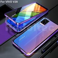 เคส VIVO V20 กระจกสองด้านด้านหน้า + ด้านหลังการดูดซับแม่เหล็ก 360 Full Body Protective Magnet Hard Back Cover