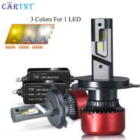 CarTnT 2ชิ้น Super Bright Tri-สีไฟหน้ารถ H11 LED 120W 24000LM H1 H3 H7 H8 H9 H4 HB4 9006 HB3 9005ไฟ LED Canbus หลอดไฟ3สี Auto ไฟหน้า12V ไฟตัดหมอก