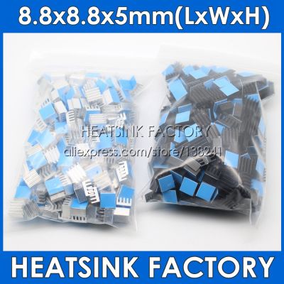HEATSINK FACTORY 50pcs Aluminum 8.8x8.8x5mm Chip Radiator Cooler w/ Thermal Double Sided Adhesive Tape for IC  3D Printer A4988 Adhesives Tape