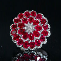 Ruby Diamond Ring แหวนเพชรทับทิม ทับทิมแท้สีแดงสด(เลือดนกพิราบ) เนื้อสะอาดมาก ประดับเพชรแท้น้ำ96-97 ตัวเรือนเป็นทองขาว18k