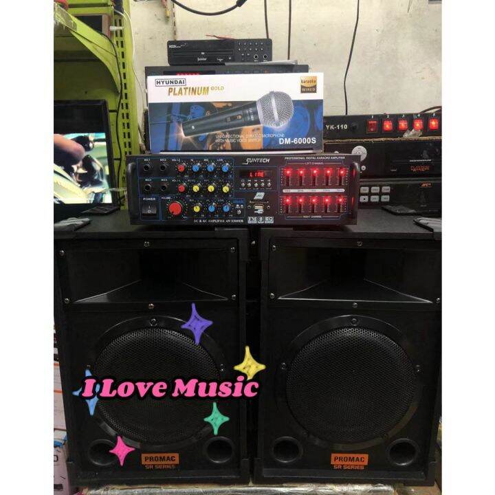 Speaker and Amplifier set PROMAC SR806 2 way w/ Mixer Equalizer