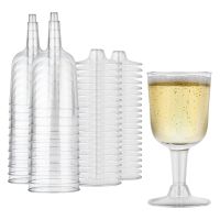 Clear Plastic Wine Glass Recyclable - Shatterproof Wine Goblet - Disposable &amp; Reusable Cups for Champagne, Dessert