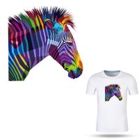【LZ】 Colorful Zebra Animal Painting Sticker On Clothes A-level Washable Iron On Patch Decoration Accessory Heat Transfer Y-140
