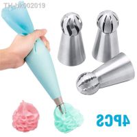 ๑❏﹉ 4pcs Silicone Kitchen Accessories Icing Piping Cream Pastry Bag 3 Stainless Steel Nozzle Set DIY Cake Decorating Tips Set Tool