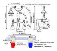 สีทองทองเหลืองก๊อกน้ำพร้อมไฟสี LED ก๊อกน้ำอ่างอาบน้ำในห้องน้ำที่เซรามิคคู่มือจับโทรศัพท์สไตล์ฝักบัวมือเติมถังน้ำเท้าหงิก Ana140