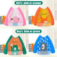 【YD】 Cartoon Colorful Baby Bibs Sleeve Apron Smock Bib Burp Soft Feeding Eat Toddler Smocks