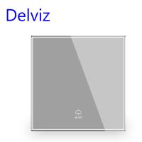 ۞✴✒ Delviz 16A wall light switch grey crystal glass panel Lamp push button switch controller 1gang 2ways UK Standard Power Switch