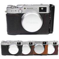 ตัวยึดแบบยึดจับแบบเคสกล้องครึ่งตัวหนังแท้สำหรับ FUJIFILM FUJI X100V ถอดง่ายแผ่นกล่องเคสอะลูมิเนียมฐานจับ