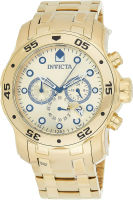 Invicta Mens Pro Diver Stainless Steel Japanese Quartz Watch with Gold-Plated-Stainless-Steel Strap, 19 (Model: 0074)