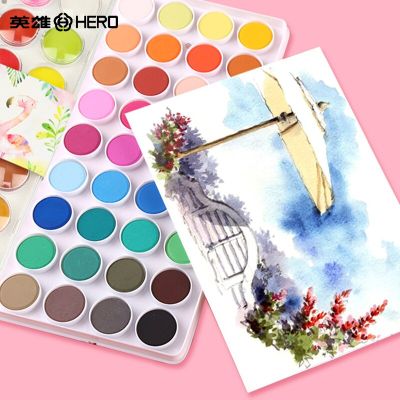 Hero Portable Solid Pigment 12/16/28/36 Colors Whatcolor Cakes Watercolor Paints Set With Brush Pen For Painting Supplies HM2019