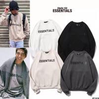 ESSENTIALS เสื้อสเวตเตอร์คู่ชายและหญิงแบรนด์แฟชั่น GOD ฤดูใบไม้ร่วงและฤดูหนาว FOG คอกลมพิมพ์ลาย OF FEARins