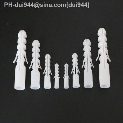 Freeshipping 100pcs 5/6/7/8/10/12/14mm Plastic Expand Nail Expansion Tube Pipe Wall Anchors Plugs With Phillips Head Screw