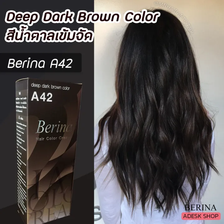 เบอริน่า A42 สีน้ำตาลเข้มจัด สีย้อมผม ครีมย้อมผม สีผม Berina A42 Deep Dark  Brown Hair Color Cream | Lazada.Co.Th