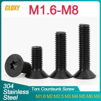 50/ 20/10/5ชิ้น M1.6 M2 M2.5 M4 M5 M6 GB2673 A2-70สีดำหัว Torx สแตนเลสสกรู Countersunk สกรูหกแฉก