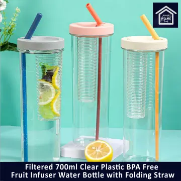 Portable Sports Foldable Straw Cup With Filter For Infused Water, Fruit,  Flower Tea, Plastic Cup