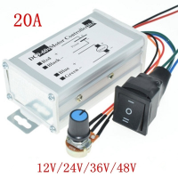 9V-60V 24V 48V 20A Width PWM Driver Controller 12V Governor 36V Pulse 1200W Controls Monitor Reversible Motor Speed