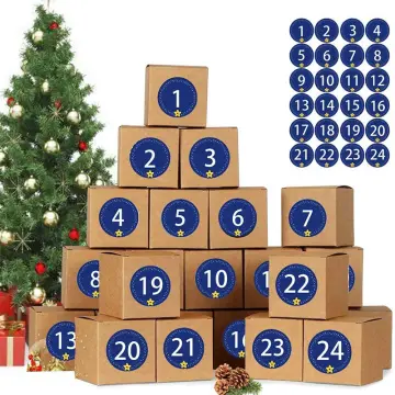 1-24 Number Merry Christmas Advent Calendar Number Stickers Paper Label  Gift