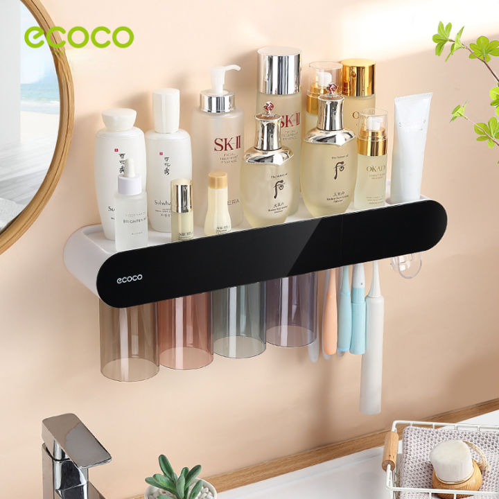 ecoco-การดูดซับแม่เหล็ก-inverted-ผู้ถือแปรงสีฟันอัตโนมัติยาสีฟัน-squeezer-dispenser-ชั้นเก็บของอุปกรณ์ห้องน้ำ
