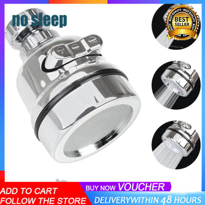 360° Rotating Kitchen Faucet Head - Water Saving Nozzle Sprayer, Silver Chrome