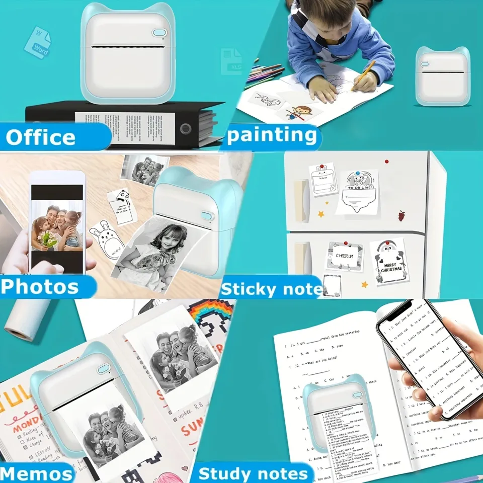Mini Photo Printer For IPhone/Android,1000mAh Portable Thermal Photo  Printer For Gift Study Notes Work Children Photo