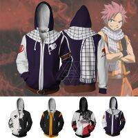 Oversize S-5XL Men Boys Anime FAIRY TAIL Natsu 3D Printed Long Sleeve Hoody Zipper Coat Jacket Casual Sweatsuit