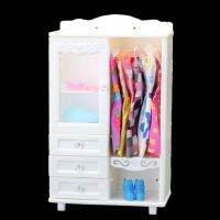 1 Pcs High Quality Doll Wardrobe for Barbie Doll White DIY Furniture Dress Clothes Doll Accessories Playhouse Kids Toy