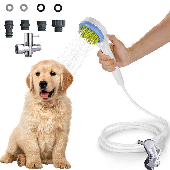Dog Shower Sprayer,Dog Bath Showerhead Cat Massage Combing Brush 2in1