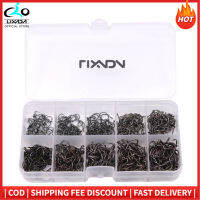 Lixada 500 PCS การตกปลาแบบโลหะคาร์บอน Hooks 3 #-12 #10 ขนาดตะขอตกปลาพร้อมตกปลากล่องอเนกประสงค์