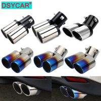 1Pcs Exhaust Tips Stainless Steel Car Exhaust Tail Pipe Double Oblique Outlet End Pipe Paint Blue Dual Exhaust Tip Inlet