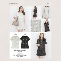 ครีม/ดำ ? SLYQ ARYA TWEED MINI DRESS ชุดเดรสสั้นผ้าทวีด แต่งกระดุมหน้า