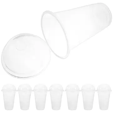 Mongka Disposable Smoothie Cups, Domed Lids, Plastic Milkshake