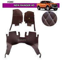 พรมปูพื้นรถยนต์6D FORD RANGER 4D ปี2012-2021พรม6D QJ VIP สีกาแฟ เต็มคัน