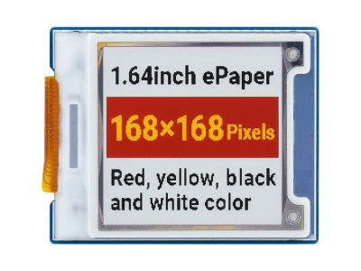 โมดูล E-Paper สี่เหลี่ยม1.64นิ้ว (G), 168 × 168,แดงเหลืองดำขาวเอฟเฟกต์เหมือนกระดาษโดยไม่ต้องใช้ไฟฟ้า