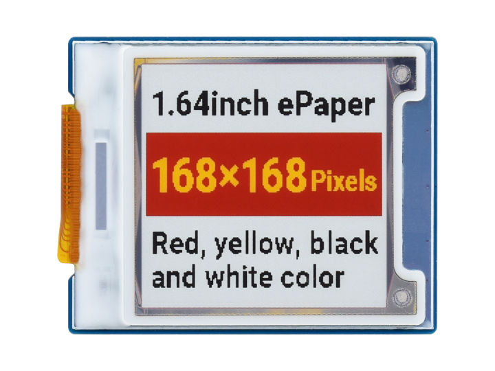 โมดูล-e-paper-สี่เหลี่ยม1-64นิ้ว-g-168-168-แดงเหลืองดำขาวเอฟเฟกต์เหมือนกระดาษโดยไม่ต้องใช้ไฟฟ้า