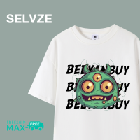 SELVZE เสื้อฉบับภาษาเกาหลีการ์ตูนผู้หญิง,เสื้อโอเวอร์ไซแขนสั้นลายการ์ตูนปิศาจน้อย