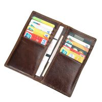 Mens Genuine Leather Long Wallet Purse Bifold Credit Card Wallets Dom Lelaki