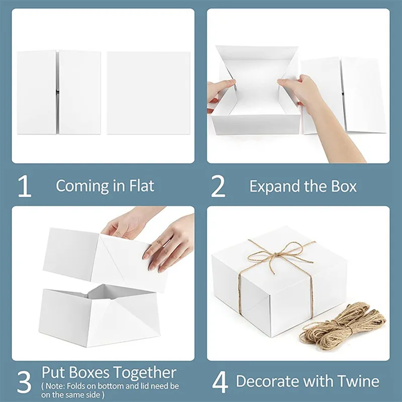4 Pack Square Nesting Gift Boxes, Decorative Boxes with Lids in 4