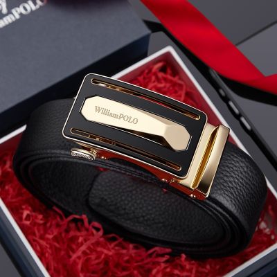 men belt leather high-grade automatic buckle belts han edition of pure green young fashion ▫∈