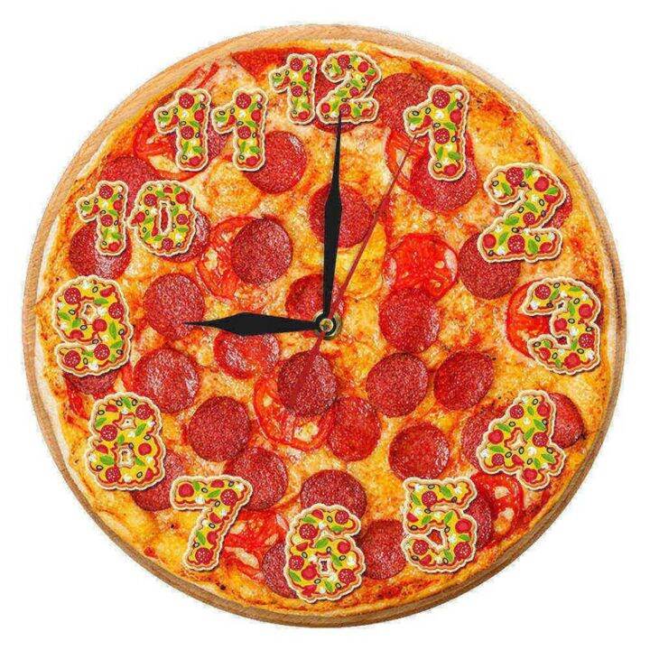 Creative Simulation Pizza Wall Clock Western Food Shop Pizza Shaped