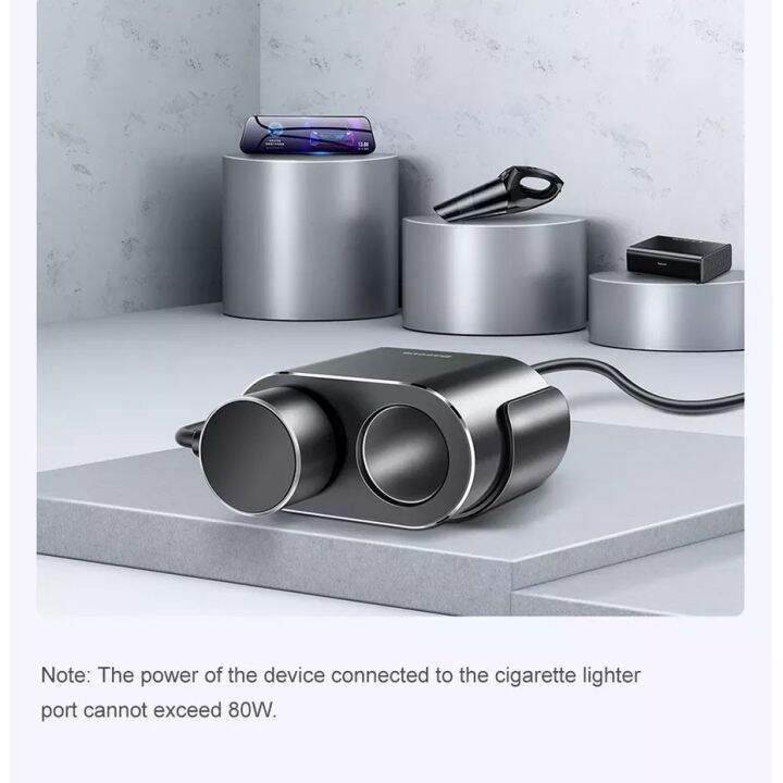 Baseus Car Splitter Socket 100W Dual USB Car Charger 12V24V Car Power